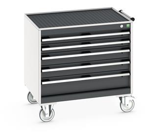 Bott Cubio 4 Drawer Mobile Cabinet with external dimensions of 800mm wide x 650mm deep  x 785mm high. Each drawer has a 50kg U.D.L. capacity with 100% extension and the unit also features drawer blocking and safety interlocks.... Bott MobileTool Storage Cabinets 800 x 650